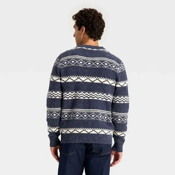 Open Box - Goodfellow & Co - Men's Fair Isle Sweater - Goodfellow &  Navy Blue - Picture 2 of 3